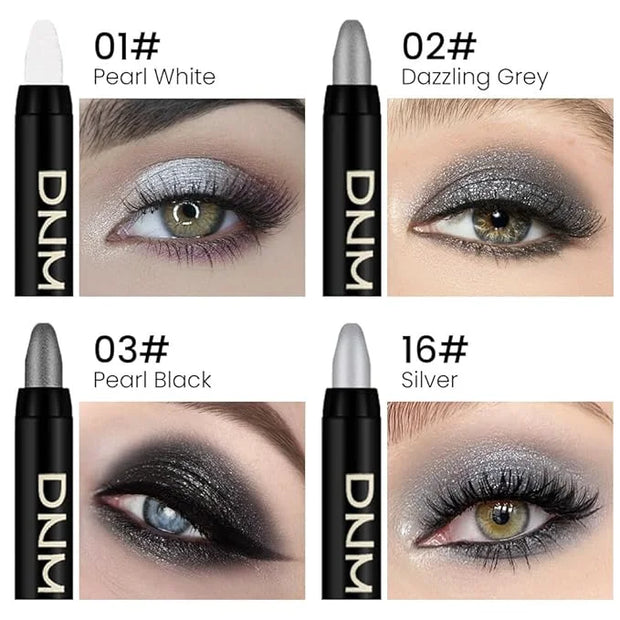 Kaely 4Pcs Smokey Eyeshadow Stick Set for Eyes,Pearl white Dazzling grey Pearl black Silver,Eye Brightener Makeup Pen,Wate...