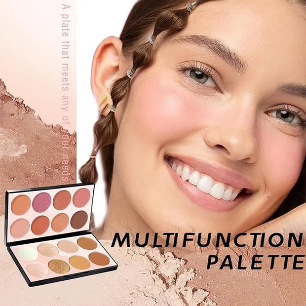 16 Colors Blush Contour Highlighter Makeup Palette, All-in-One Shimmer Silky Matte Mineral Blush Powder Face Sculpting Bro...