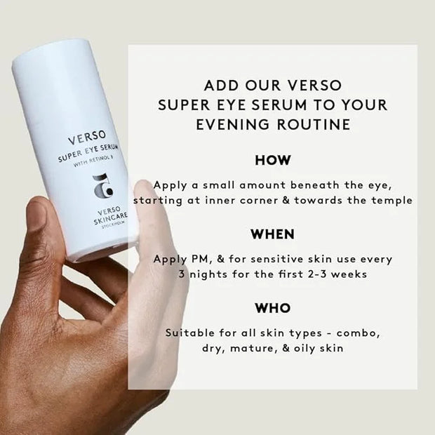 Verso Skin Care | Super Eye Serum | Rejuvenating Under Eye Serum for Youthful Skin | Eye Care Made Easy (0.67 fl oz) - Pro...