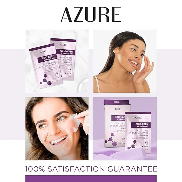 Azure Cosmetics Collagen & Hyaluronic Acid Anti Aging Under Eye Pads - Lifting & Moisturizing Eye Mask Patches - Reduces F...