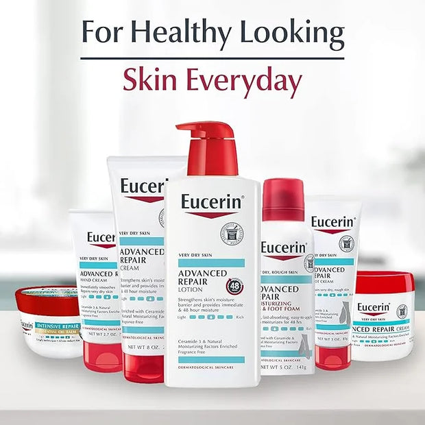 Eucerin Advanced Repair Unscented Body Lotion for Dry Skin (16.9 Fl Oz) + Advanced Cleansing Body and Face Cleanser for Se...