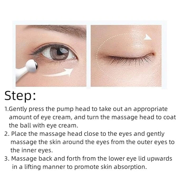 Snail Peptide Under Eye Cream with 73% Snail Mucin & 2% Nicotinamide for Dark Circles, Puffiness & Wrinkles, with 360° Mas...