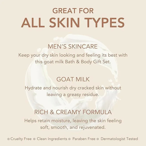 Dionis Goat Milk Men's Skincare Bundle – Cedarwood & Sea Salt Scented Bar Soap (6 oz) & Unscented 3pc Bath & Body Set with...