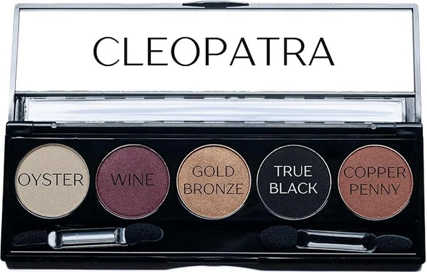 Cleopatra Shimmer White, Purple Burgundy, Gold Bronze, Black and Copper Penny Vegan Eyeshadow Palette; Talc, Paraben & Cru...
