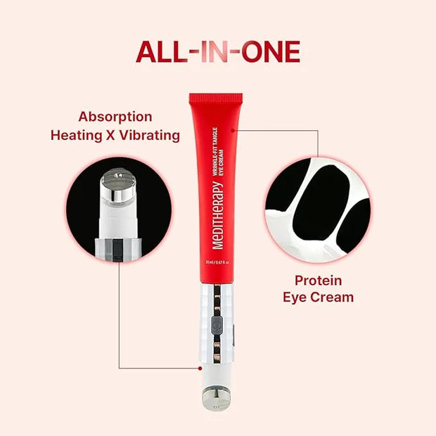 MEDITHERAPY Wrinkle-fit Tangle Eye Cream, Chargable Device Tip + Protein Collagen EyeCream, All-in-One Under Eye Treatment...