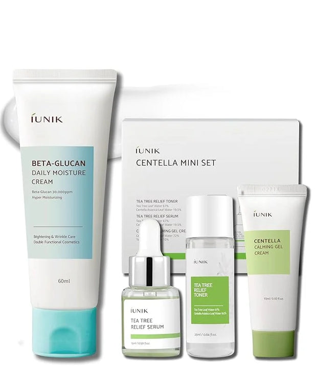 IUNIK Centella Mini Set, Travel Friendly Skincare Set, Ultra calming and hydrating for sensitive skin: Tea Tree Relief Ton...