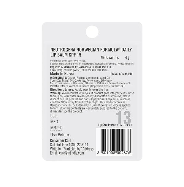 Neutrogena Norwegian Formula Lip Moisturizer, SPF