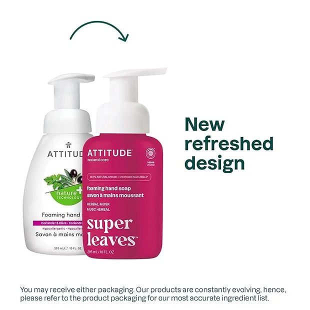 ATTITUDE Foaming Hand Soap, EWG Verified, Plant and Mineral-Based Ingredients, Vegan and Cruelty-free Personal Care Produc...