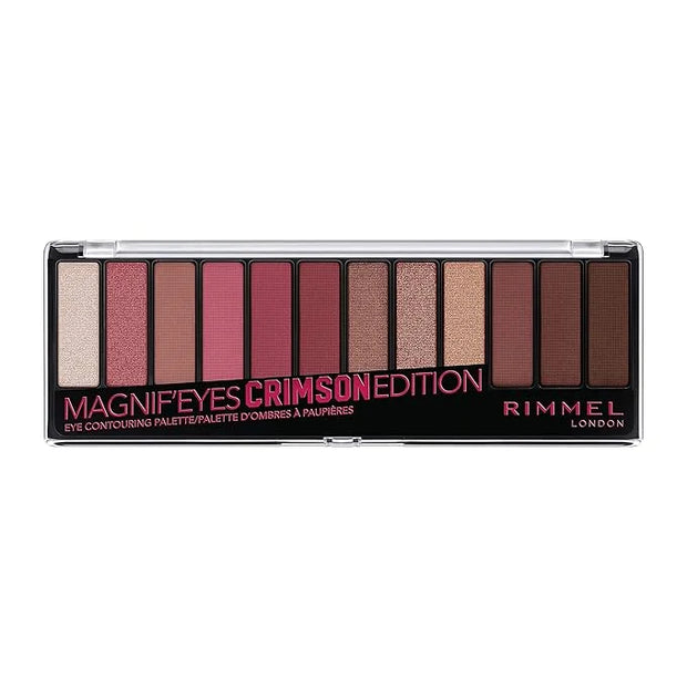 Rimmel London Magnif'Eyes Eyeshadow Palette, 12 Shades, Blendable Formula, Versatile, 007, Crimson, 0.5oz - Product Image
