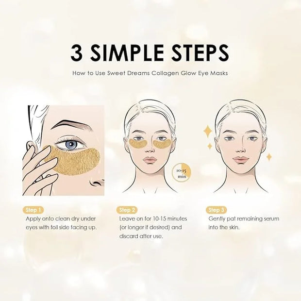 Sweet Dreams Collagen Glow Gold Eye Masks l Under Eye Patches for Beauty & Self Care Wrinkle Patches l Puffy Eyes and Dark...