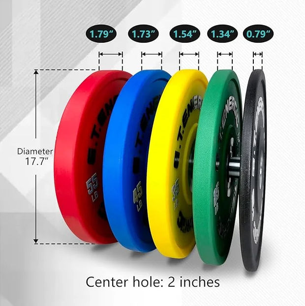 10LB/25LB/35LB/45LB/55LB Bumper Plates Odorless with 2" Opening Olympic - Product Image
