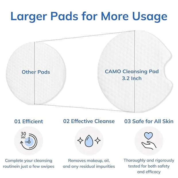 Dual Texture Cleansing Pads with Facial Essence 70ea Large Value Pack- Cabbage & Moringa Wipes for Quick Cleansing, Makeup...