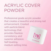 Young Nails Acrylic Cover Powder - Self-Leveling Acrylic Nail Powder, Clear Nude Pink White Acrylic Powder for Nail Extens...
