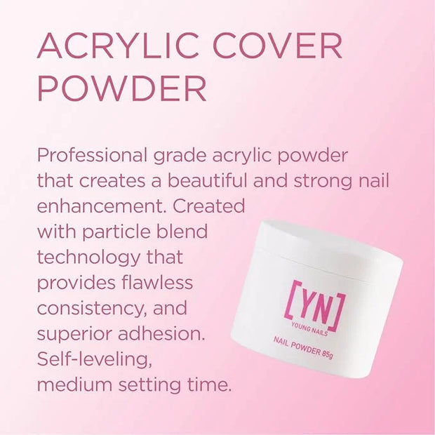 Young Nails Acrylic Cover Powder - Self-Leveling Acrylic Nail Powder, Clear Nude Pink White Acrylic Powder for Nail Extens...