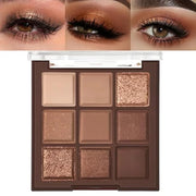 Neutral Brown Eye Shadow palette- Rose Gold Dark Brown Eyeshadow Palette Colorful 9 Colors, Matte Shimmer Highly Pigmented...