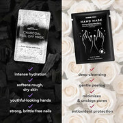Hand Mask & Activated Charcoal Face Mask Skin Care Kit - Korean Skin Care Products Bundle for Face Skin Care & Dry Hands -...