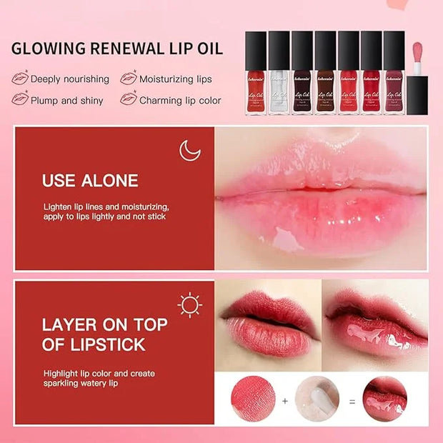 3 Colours Hydrating Lip Tinted Oil, Moisturizing Crystal Jelly Lip Gloss Ultra-Shiny Finish Soften & Smoothes Lips Texture...