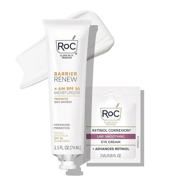 RoC Barrier Renew Day Cream with SPF 30, Moisturizer with Ceramides & Prebiotics to Protect Skin Barrier, (2.5 oz) with Re...