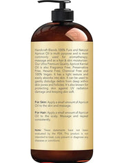 Handcraft Blends Apricot Kernel Oil - Cold-Pressed 16 Fl Oz - 100% Pure and Natural - Premium Grade Carrier for Skin and H...