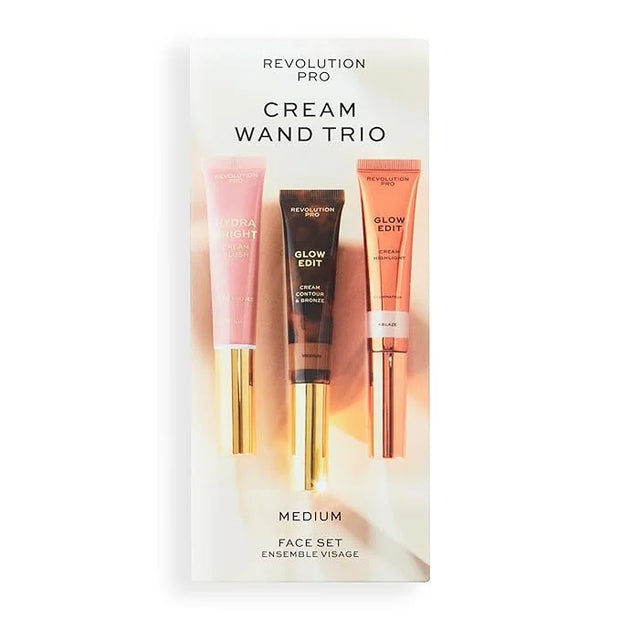 Cream Face Wand Trio, Cream Contour, Blush & Highlighter Makeup Set, Vegan & Cruelty-Free, Medium, 1x12ml, 2x15ml - Produc...