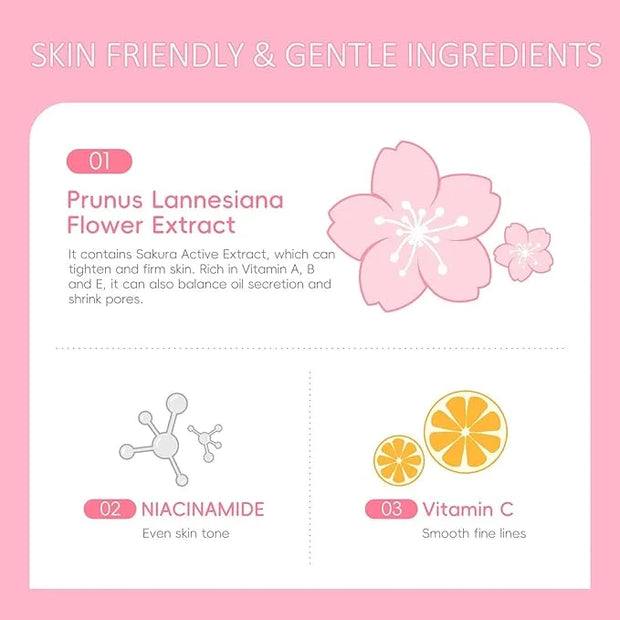 Sakura Skincare Set, Skin Care Set For Teen Girls, Skincare Gift Set Cherry Blossom Beauty Set, Deep Cleaning Skincare Fac...
