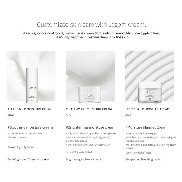 LAGOM Cellus Deep Moisture Cream Natural Moisturizer with Ceramide and D-Panthenol (B5) Snooth Hydrating Nourishing Protec...