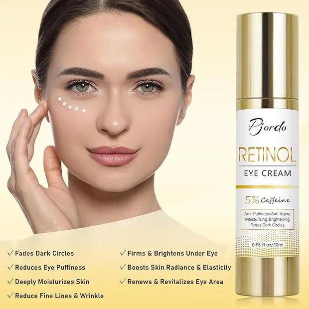 Retinol Eye Cream with Eye Massage Instrument, Infused with 5% Caffeine and Hyaluronic for Dark Circles Treatments, Under ...