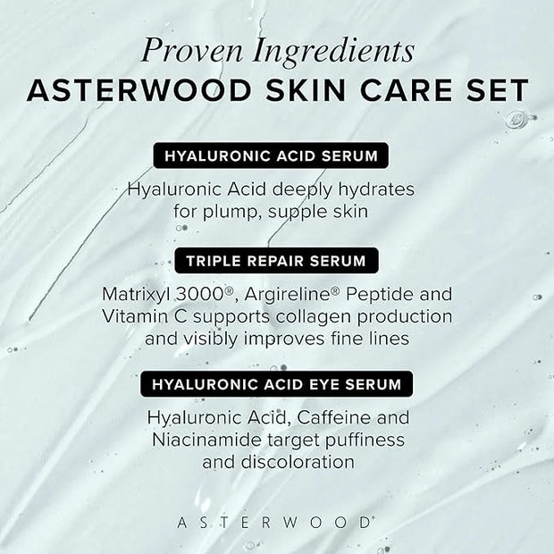 Asterwood Skin Care Set - Mothers Day Gifts For Mom - with Hyaluronic Acid & Triple Repair Serums, Under Eye Serum - Skinc...