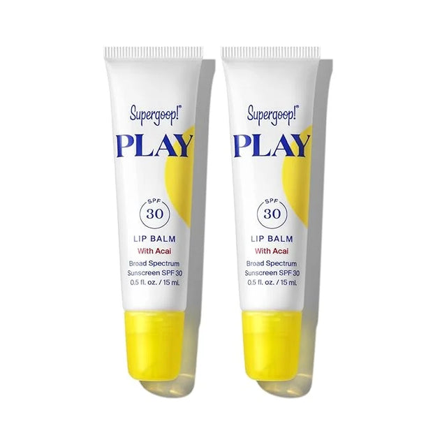 Supergoop! PLAY Lip Balm with Acai - 0.5 fl oz, Pack of 2 - SPF 30 PA+++ Broad Spectrum Sunscreen - Hydrating Honey, Shea ...