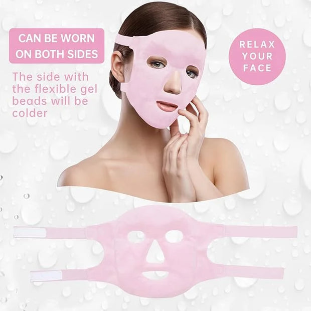 ZNÖCUETÖD Bundle of Gel Beads Ice Face Mask for Headaches, Puffy Eyes, Redness, Migraines and Gel Ice Pack Reusable Coolin...