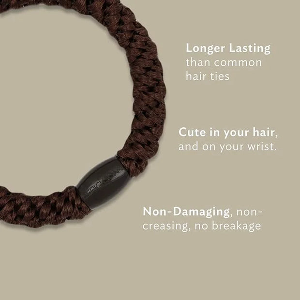 L. Erickson Pony Hair Ties - Black - 8 Pack Ponytail Holders - No Damage Hair Accessories for Women - Product Image
