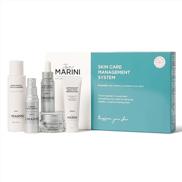 Jan Marini Starter Skin Care Management System - Travel-Size Skin Product Set with Cleanser, Face Serum, Face Lotion, Face...
