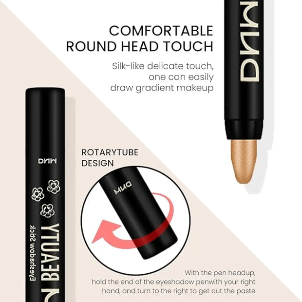 evpct 4Pcs Cream Eye Shadow Brightener Sticks Set for Eyes, Light Khaki Bronze Desert Beige Gold Shimmer Metallic Eyeshado...