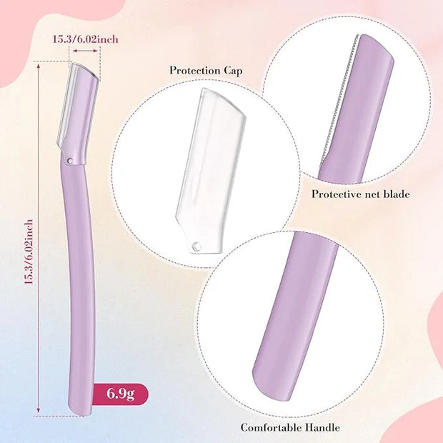 Lasnten 6Pcs Dermaplane Razor Eyebrow Facial Razor for Women Men Single Blade Multipurpose Eyebrow Trimmer Skin Hair Remov...