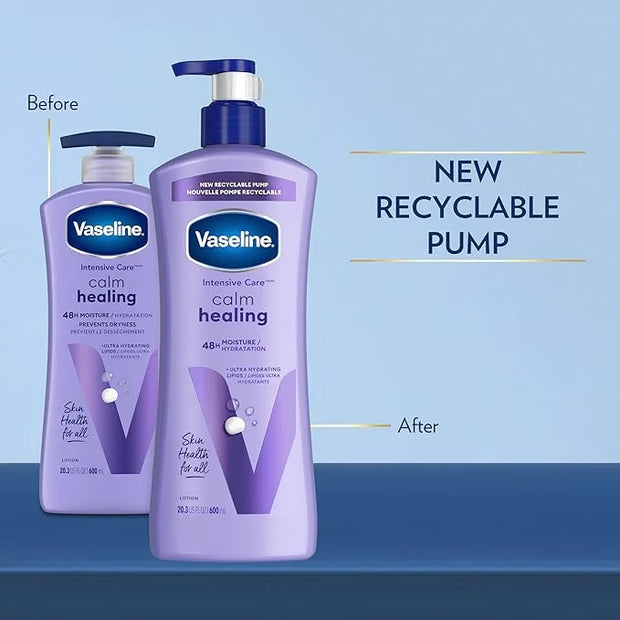 Vaseline Intensive Care Calm Healing Body Lotion 3 count for Dry Skin Made with Ultra-Hydrating Lipids and Lavender Extrac...