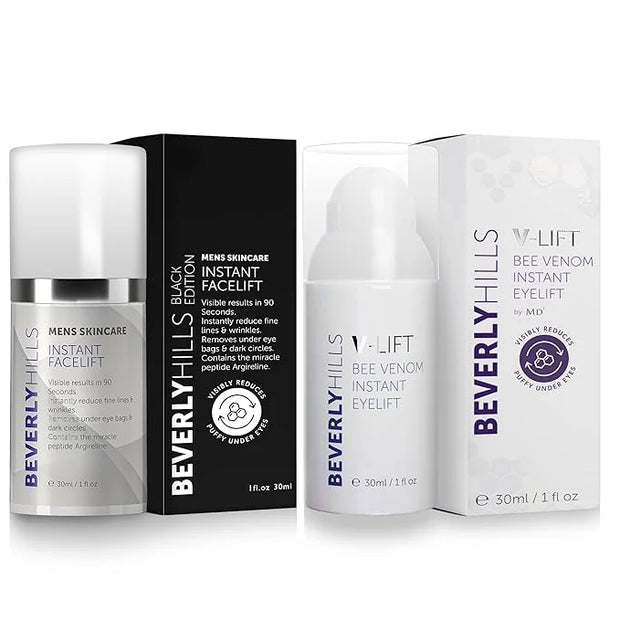 Beverly Hills V-lift Instant Eye Lift & Mens Instant Facelift Bundle with Discount - Eye Serum Treatment for Dark Circles,...