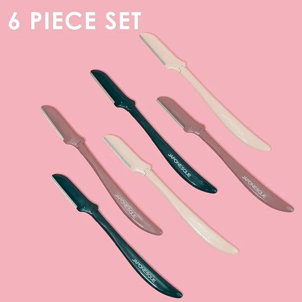 JAPONESQUE Precision Dermaplaner Facial Razors – 2pk 6 Piece Set, Eyebrow and Facial Hair Single Blade Razors for Women an...