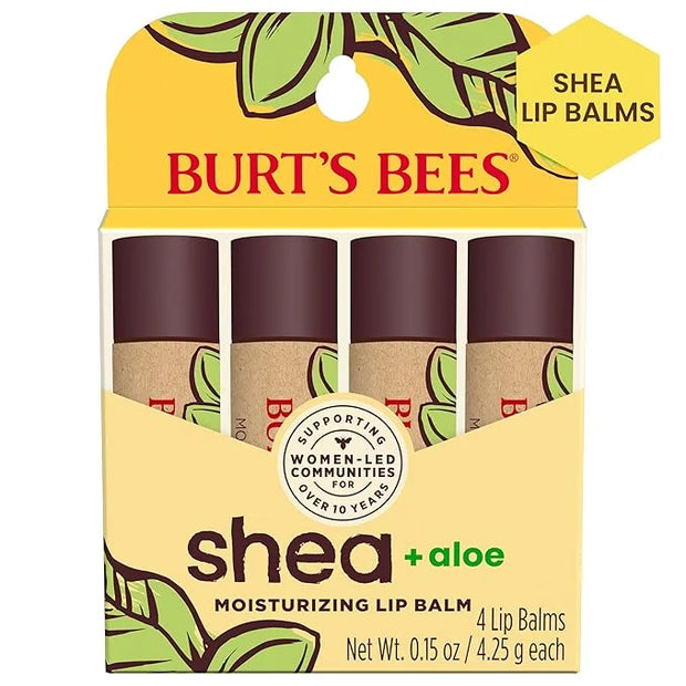 Burt's Bees Shea and Aloe Moisturizing Lip Balm, Lip Moisturizer With Responsibly Sourced Beeswax, Tint-Free, Natural Orig...