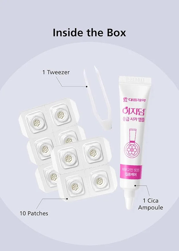 EasyDerm Quick Calming Magnesium Patches – Hydrocolloid Acne Spot Treatment Includes Tweezers & Ampoule, 10 Patches, Zit S...