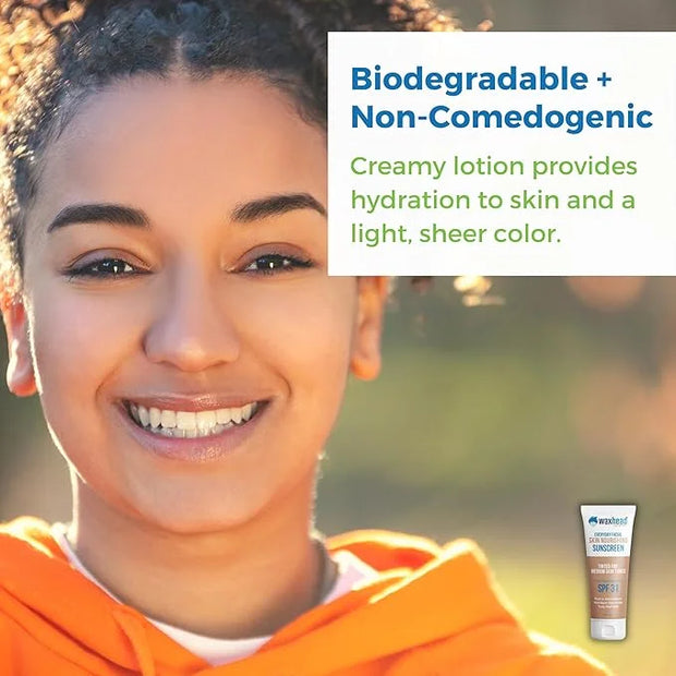 Waxhead Tinted Sunscreen with Zinc Oxide (Sheer Medium Tint) - Tinted Mineral Sunscreen, BB Cream Tinted Moisturizer with ...