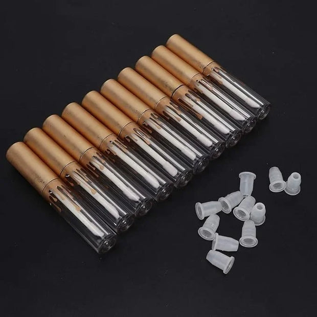 10 pcs Empty Lip Gloss Tubes, Transparent and Glod Plastic Lip Gloss Tube Containers DIY Lipstick Balm Travel Makeup Trans...