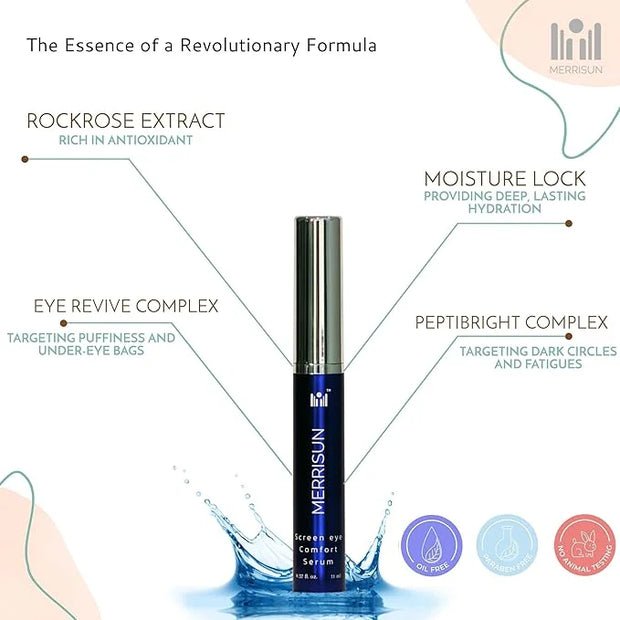 Screen Eye Comfort Serum – Hydrating & Revitalizing Serum for Screen-Weary Eyes, Puffiness & Dark Circles – Enriched with ...