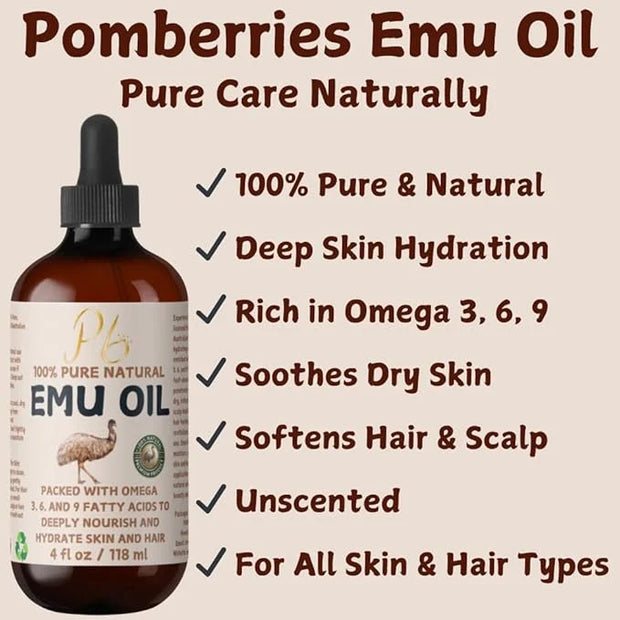 Emu Oil, 100% Pure Australian Emu Oil – Refined & Unscented – Natural Moisturizer for Hair, Skin, Face & Body – Helps with...