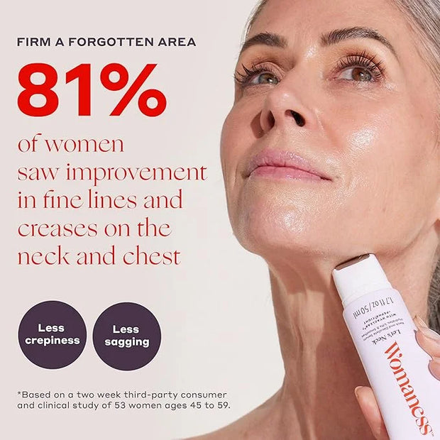 Womaness Let's Neck Firming Serum - Roll On Neck Creams for Tightening and Firming - Daily Crepey Skin Treatment to Smooth...