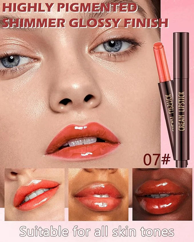 Hydrating Shimmer Lipstick,Moisturizing Jelly Lip Gloss,High Shine Dew Tinted Lipstick,Long Lasting Waterproof Tint Lip Ba...
