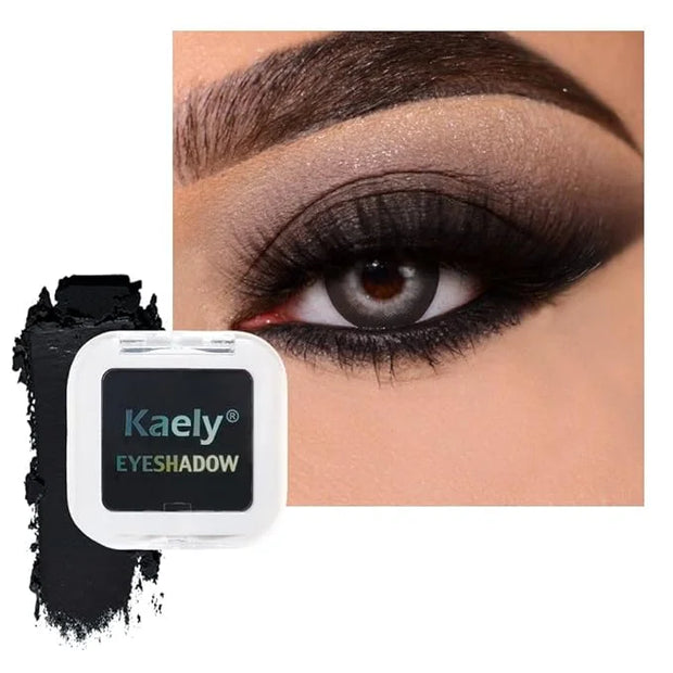 Kaely Pressed Single Eyeshadow Makeup, Deep Black Matte Highly Pigmented Monochrome Eye Shadow Palette, Waterproof Neutral...