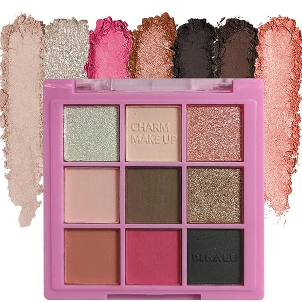 Eyeshadow Palette Makeup- 9 Colors Pink Bown Black Smoking Eyeshadow Palette Matte Shimmer Eye Shadow palettes Highly Pigm...