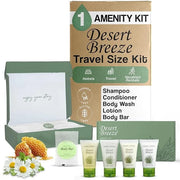 Amenity Kit | Boxed Hotel Toiletries Bulk Set | 1 oz Shampoo, Conditioner, Lotion, Body Wash & Body Bar Soap | 1 Set per C...