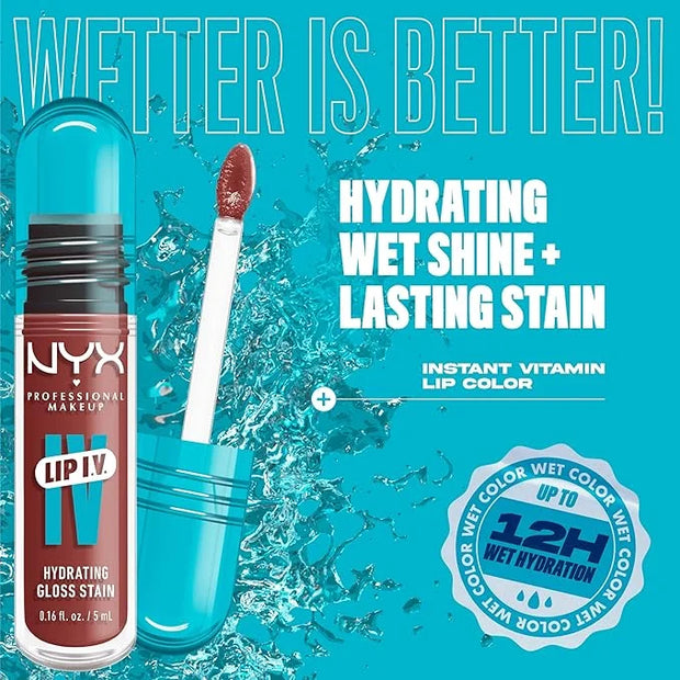 NYX PROFESSIONAL MAKEUP Lip IV Hydrating Glossy Lip Stain with 12HR Hydration - Hydra Honey (Brown) - Product Image