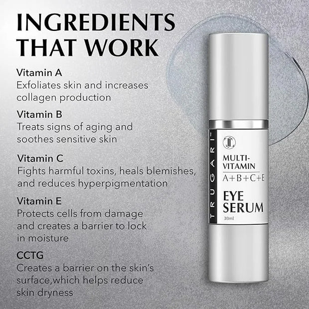 Eye Serum, Multi-Vitamin Skin Care Serum with Vitamins A, B, C and E, Rejuvenating Dark Spot Remover for Face and Under Ey...